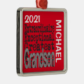 Grandson Extraordinaire CUSTOM Metalen Ornament (Rechts)