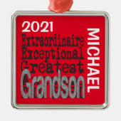 Grandson Extraordinaire CUSTOM Metalen Ornament (Voorkant)