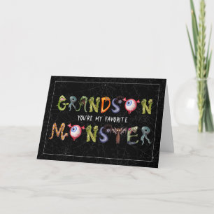 Grandson Favorite Monster Funny Halloween Kaart