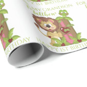 Grandson First Birthday Cute Lion Cadeaupapier (Rol Hoek)