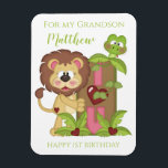 Grandson First Birthday Cute Lion Photo Card Magneet<br><div class="desc">Grandson First Birthday Cute Lion Photo Card</div>