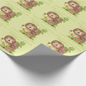 Grandson First Birthday Cute Lion Wrapping Paper Cadeaupapier (Hoek)