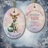 Grandson First Christmas Kitten Keramisch Ornament