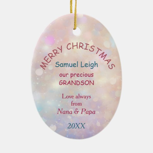 Grandson First Christmas Kitten Keramisch Ornament (Achterkant)