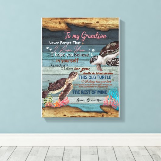 Grandson Gift | Brief aan mijn kleinzoon van opa Canvas Afdruk (Insitu (Houten vloer))