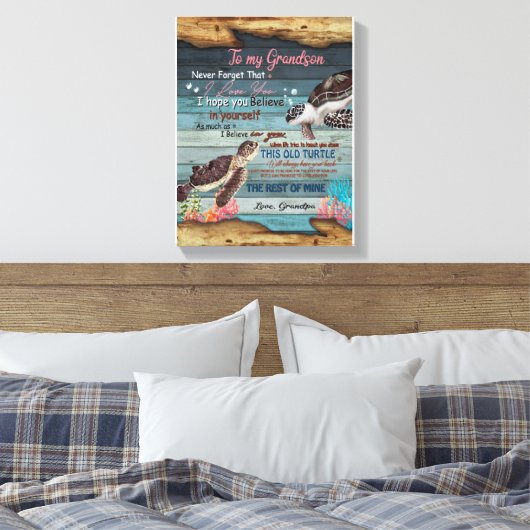 Grandson Gift | Brief aan mijn kleinzoon van opa Canvas Afdruk (Insitu (Slaapkamer))