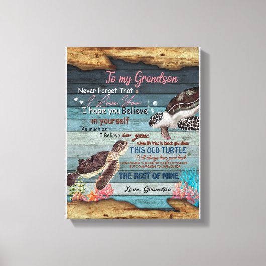 Grandson Gift | Brief aan mijn kleinzoon van opa Canvas Afdruk (Voorkant)