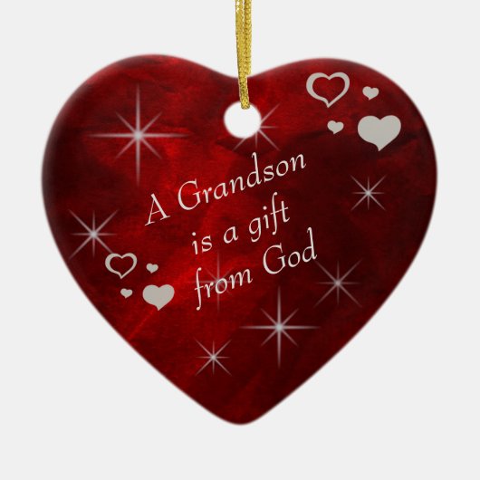 Grandson Gift Heart Keepomwille Keramisch Ornament (Voorkant)