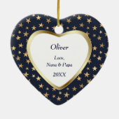 Grandson Gold Star Heart Keepomwille Keramisch Ornament (Achterkant)