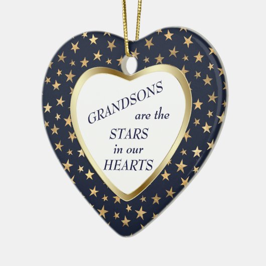 Grandson Gold Star Heart Keepomwille Keramisch Ornament (Links)