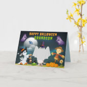 Grandson Halloween Cute Card Kaart (Gele Bloem)