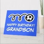 Grandson Happy Birthday soccer sport wenskaart Kaart<br><div class="desc">Grootzoon Happy Birthday wenskaart voetbalsport.
Kute kinder kaart met een sportief design voor jongen of meisje.
Pas aan met douanenaam en achtergrondkleur.
Goedaardige kaart voor zoon,  kleinkind,  kleinkinderen,  dochter,  kleindochter,  kinderen,  enz. Ook verkrijgbaar als grote overmaatse kaarten.</div>