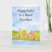 Grandson Happy Easter Baby Chick  Kaart (Voorkant)