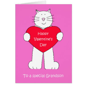 Grandson Happy Valentines Day Cartoon Cat