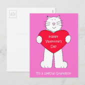 Grandson Happy Valentines Day Cartoon Cat Feestdagenkaart (Voorkant / Achterkant)