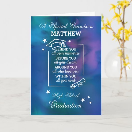 Grandson High School Afstuderen Quote Kaart (Gele Bloem)