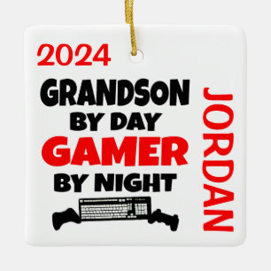 Grandson houdt van videospelletjes spelen keramisch ornament