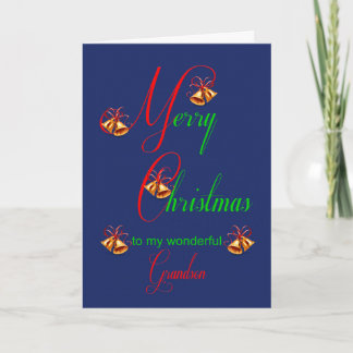 Grandson Kerstmis Bells Holiday Card Feestdagen Kaart