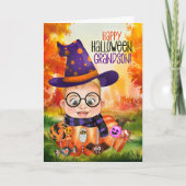 Grandson Little Wizard Boy Pumpkin for Halloween Feestdagen Kaart (Voorkant)