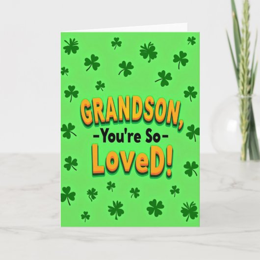 Grandson Loved Bold Text Card Kaart (Voorkant)