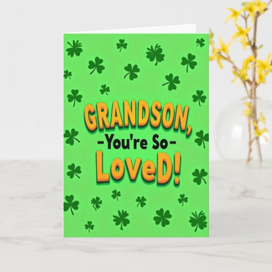 Grandson Loved Bold Text Card Kaart (Gele Bloem)