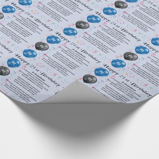 Grandson Poem - 21e verjaardag Cadeaupapier (Hoek)