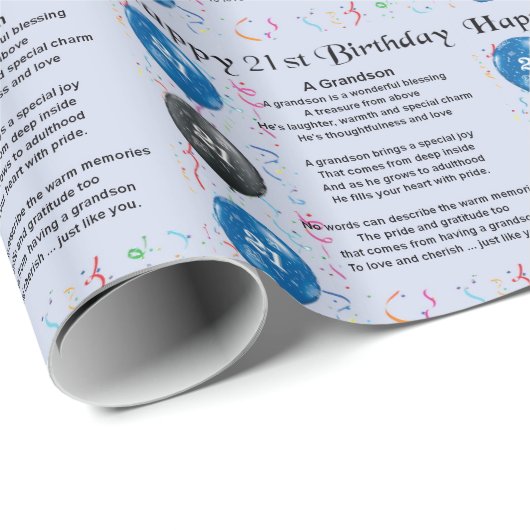 Grandson Poem - 21e verjaardag Cadeaupapier (Rol Hoek)