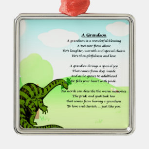 Grandson Poem - Dinosaur Metalen Ornament