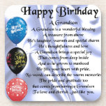 Grandson Poem - Happy Birthday Drankjes Onderzetter<br><div class="desc">Een geweldig cadeau voor een kleinzoon op zijn verjaardag</div>