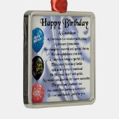 Grandson Poem - Happy Birthday Metalen Ornament (Rechts)