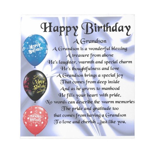 Grandson Poem - Happy Birthday Notitieblok (Voorkant)
