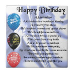 Grandson Poem - Happy Birthday Tegeltje<br><div class="desc">Een geweldig cadeau voor een kleinzoon op zijn verjaardag</div>
