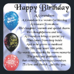 Grandson Poem - Happy Birthday Vierkante Sticker<br><div class="desc">Een geweldig cadeau voor een kleinzoon op zijn verjaardag</div>