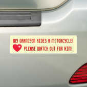 Grandson rijdt een motorfiets! Let op hem Bumpersticker (Op auto)