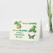 Grandson St. Patricks Day Gnomes Lucky en Blessed Kaart (Voorkant)