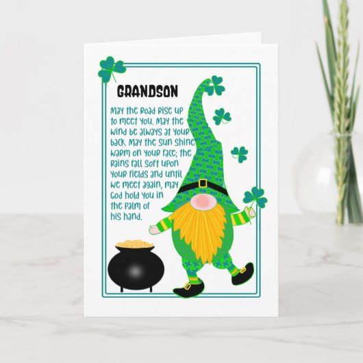 Grandson St Patrick's Leprechaun Celtic Kaart (Voorkant)