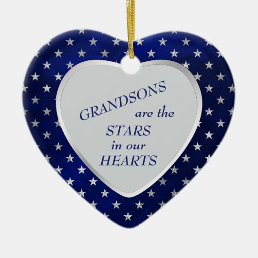 Grandson Star Heart Keepomwille Keramisch Ornament (Voorkant)