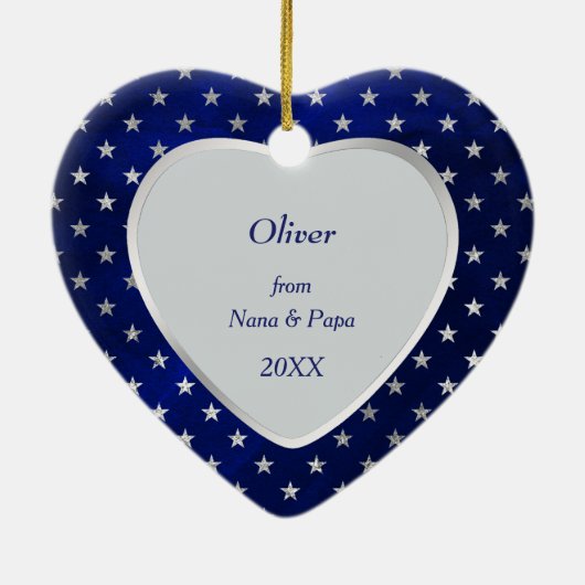 Grandson Star Heart Keepomwille Keramisch Ornament (Achterkant)