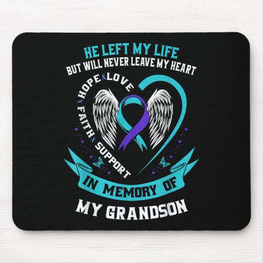Grandson Suicide Awareness Prevention Memorial Gra Muismat (Voorkant)