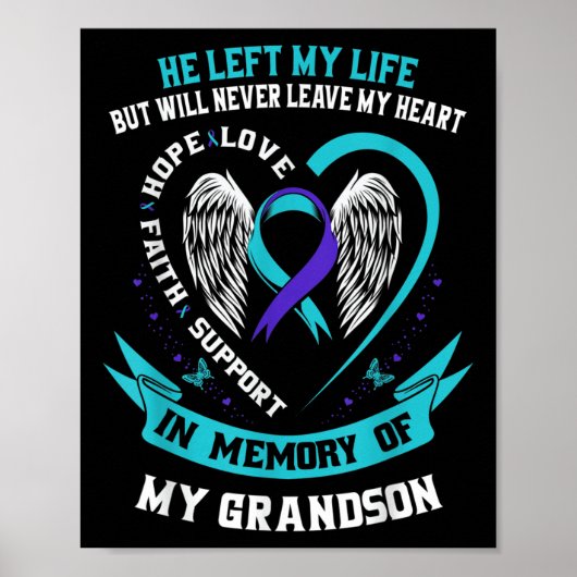 Grandson Suicide Awareness Prevention Memorial Gra Poster (Voorkant)