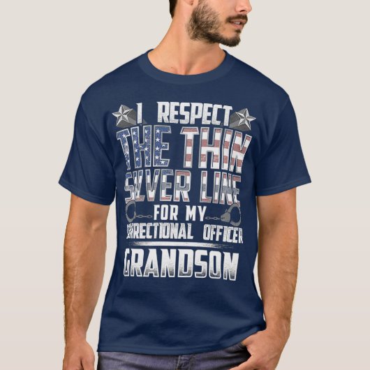 Grandson Thin Silver Line Correction Officer T-shirt (Voorkant)