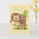 Grandson Third Birthday Cute Lion Photo Card Kaart<br><div class="desc">Grandson Third Birthday Cute Lion Photo Card</div>