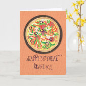 Grandson Tween Pizza Birthday Kaart (Gele Bloem)