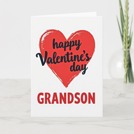Grandson Valentines Day Heart Card Kaart (Voorkant)