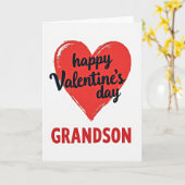 Grandson Valentines Day Heart Card Kaart (Gele Bloem)