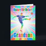 Grandson Voetballer Verjaardag Kleurrijk Abstract Kaart<br><div class="desc">Een lichte verjaardagskaart voor je geliefde,  met voetballer / football speler,  en veel fab felle kleuren,  modern en stijlvol met abstracte vormen.</div>