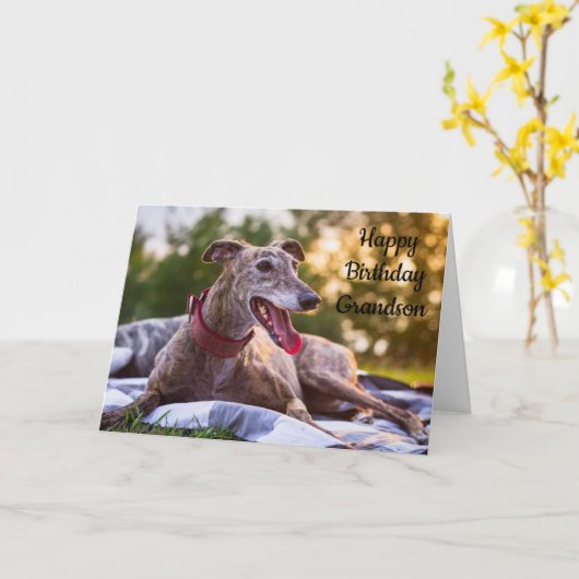 *GRANDSON'S BIRTHDAY* HOPE U "HAPPY" BENT KAART (Gele Bloem)