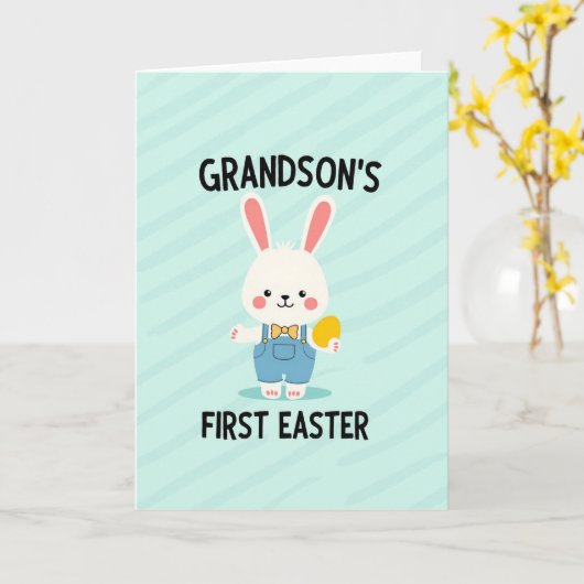 Grandsons First Easter Celebration Card Kaart (Gele Bloem)