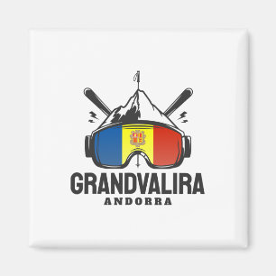 Grandvalira Andorra Ski Resort Retro Skien Magneet