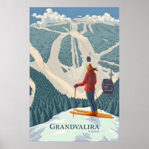 Grandvalira Andorra Skigebied Reisposter Poster